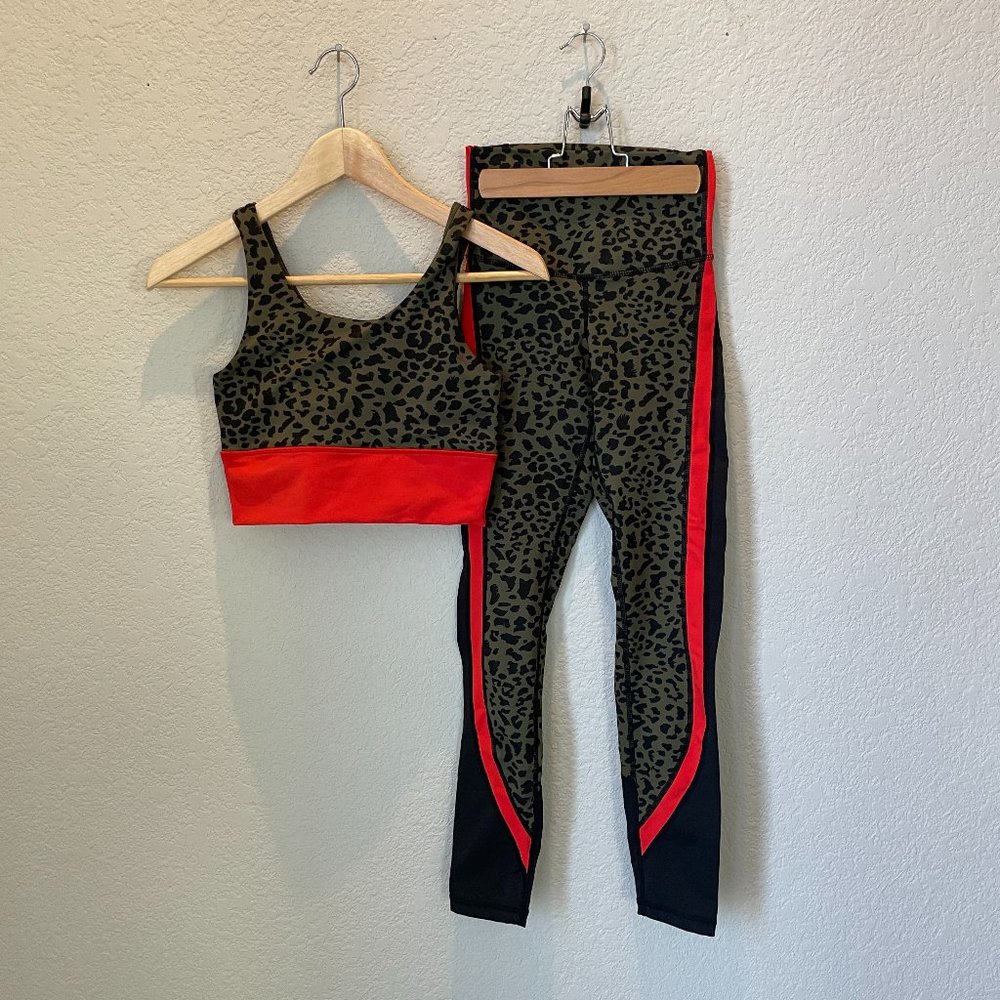 DYI Green Leopard Print Elevate Sports Bra + Leggings